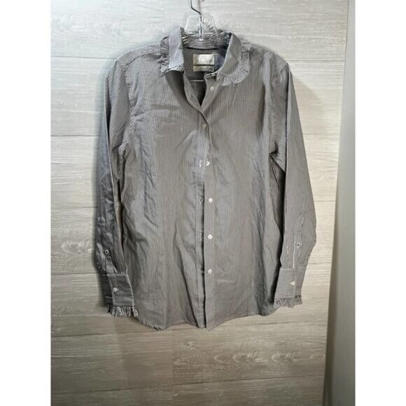 J.Crew Classic-fit Ruffleneck Shirt Stripe Size 2‎ NWOT - Picture 3 of 9